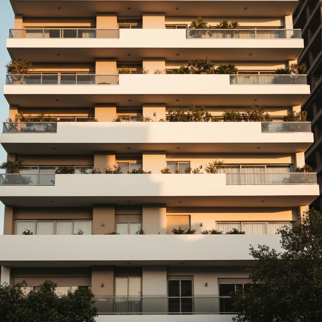 Ilustración genérica de fachada residencial (marketing)